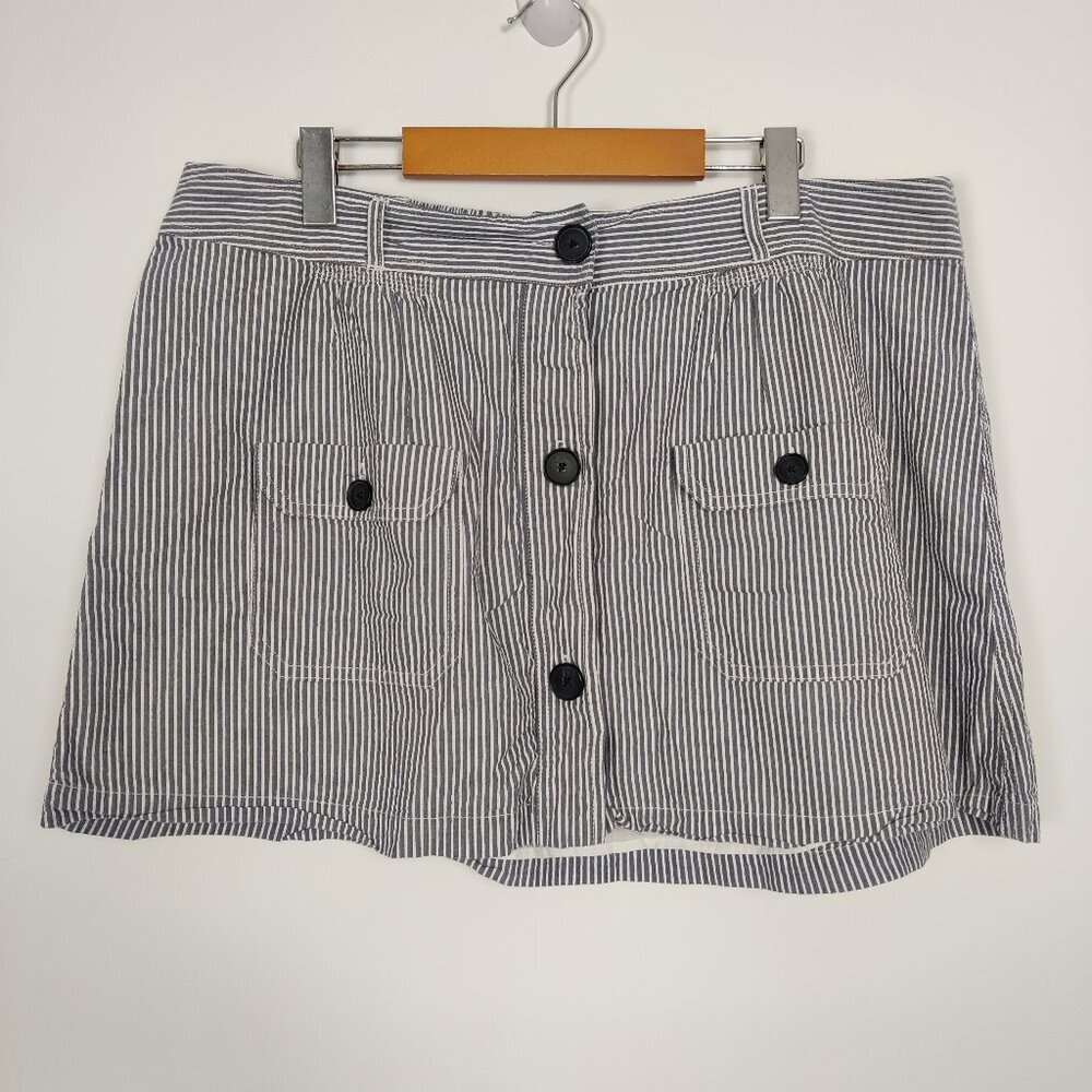 American Eagle Women's NEW Mini Skirt Size XL Lined Striped White Gray Cotton